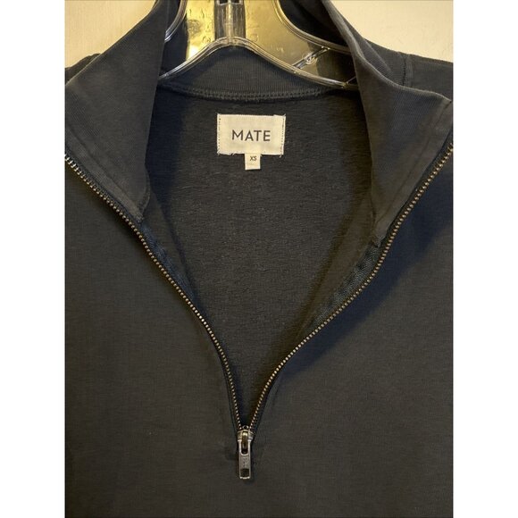 Mate The Label Organic Fleece Half Zip Sweatshirt Midnight NWT X-Small - Picture 7 of 9